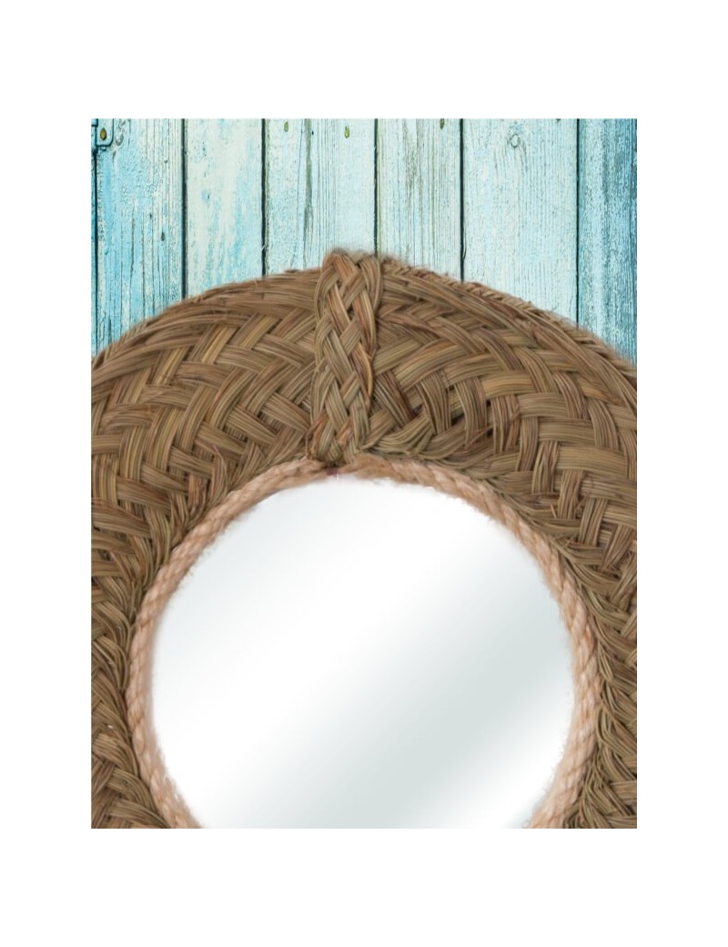 Espejo redondo esparto ecofriendly natural | Sottovento