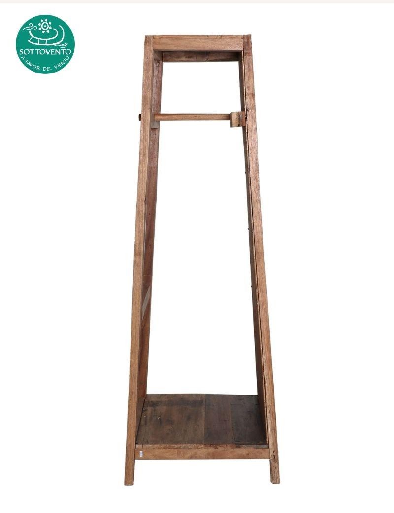 Spiegel/Kleiderständer aus naturbelassenem Holz | Sottovento