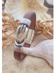 BRACELET NAUTIQUE CUIR NOEUD MÉTAL