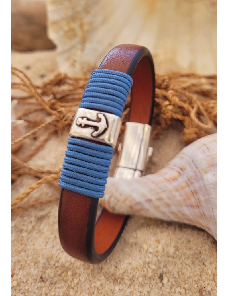 Bracelet nautique ancre bleu jeans | Sottovento