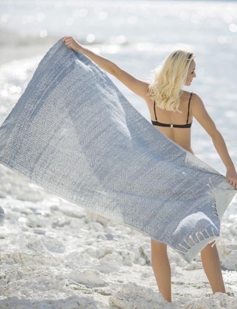 Fouta étnica 100% algodón turco. 430 gr. azul | Sottovento