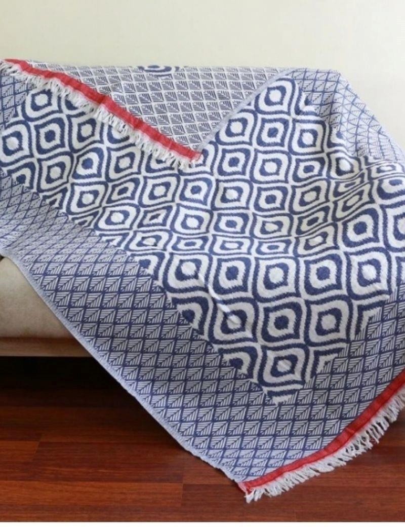 Fouta doble - manta geométrica 100% algodón turco azul royal | Sottovento