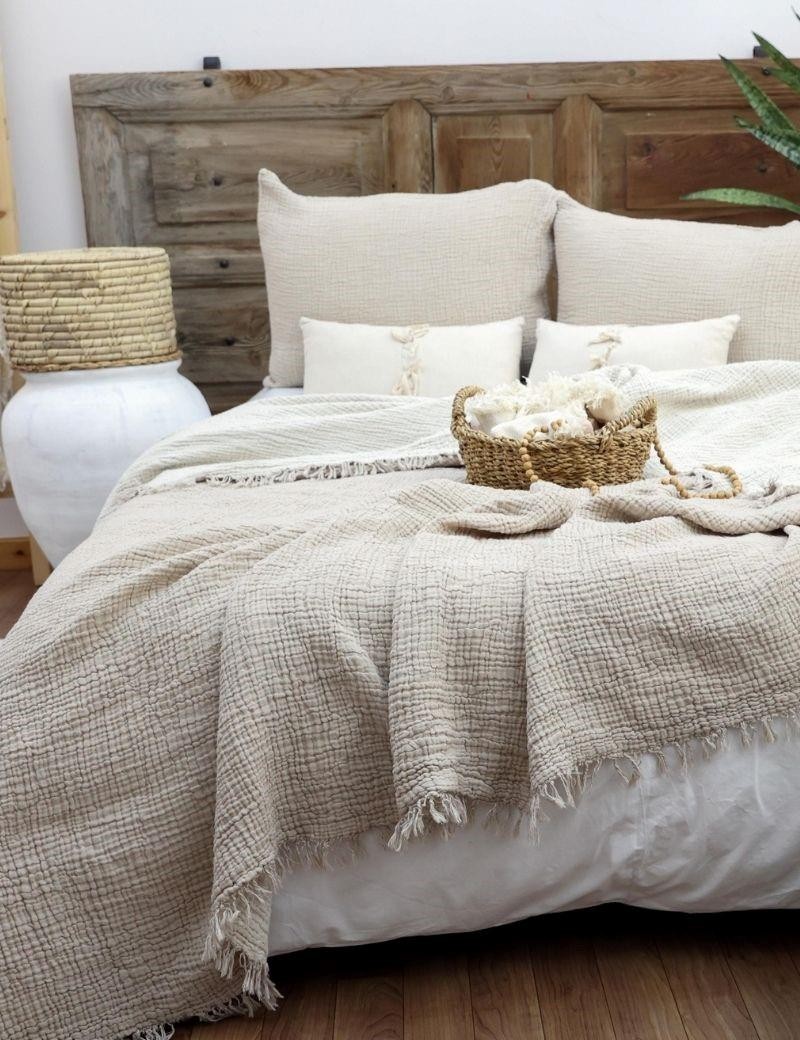 Colcha cama doble muselina 220x240 cm arena | Sottovento