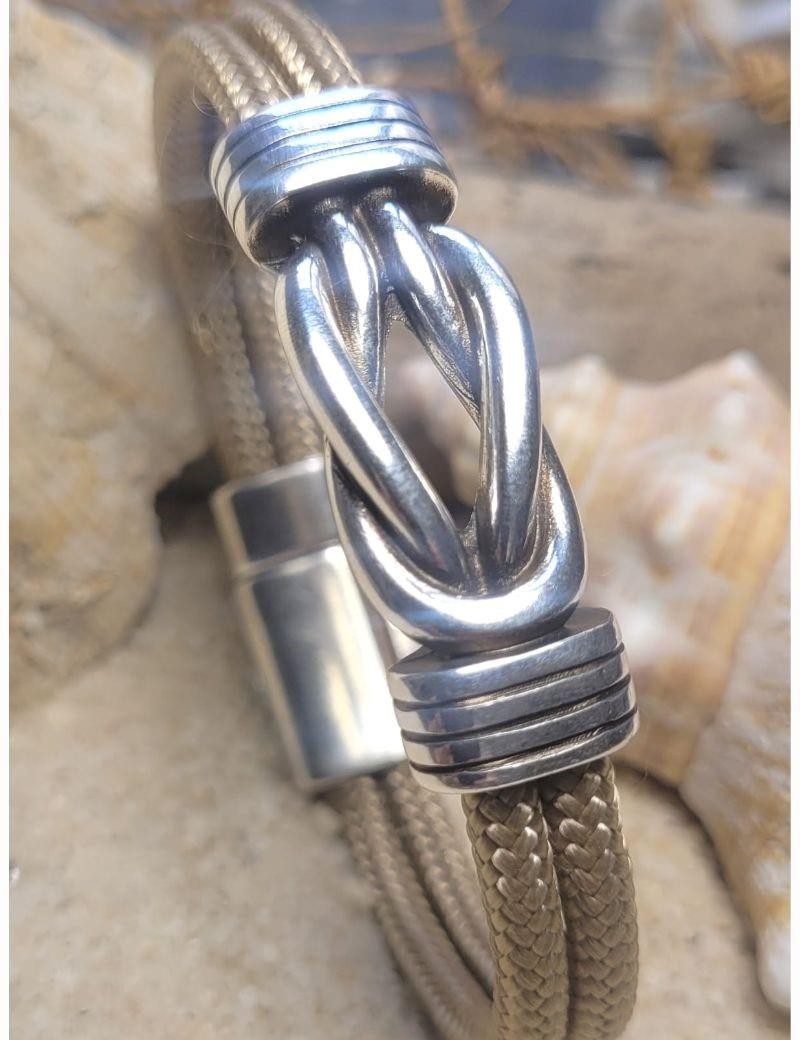 Nautical leather knot natural metal bracelet | Sottovento