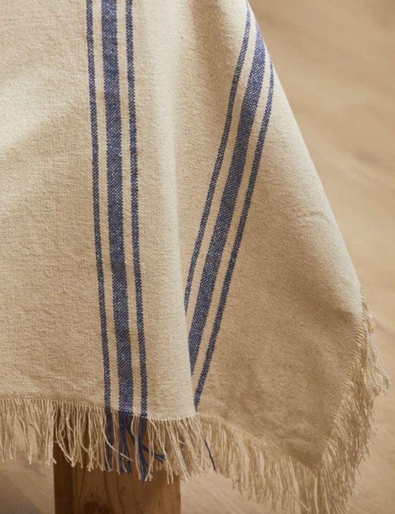 Mantel a righe blu tessuto | Sottovento