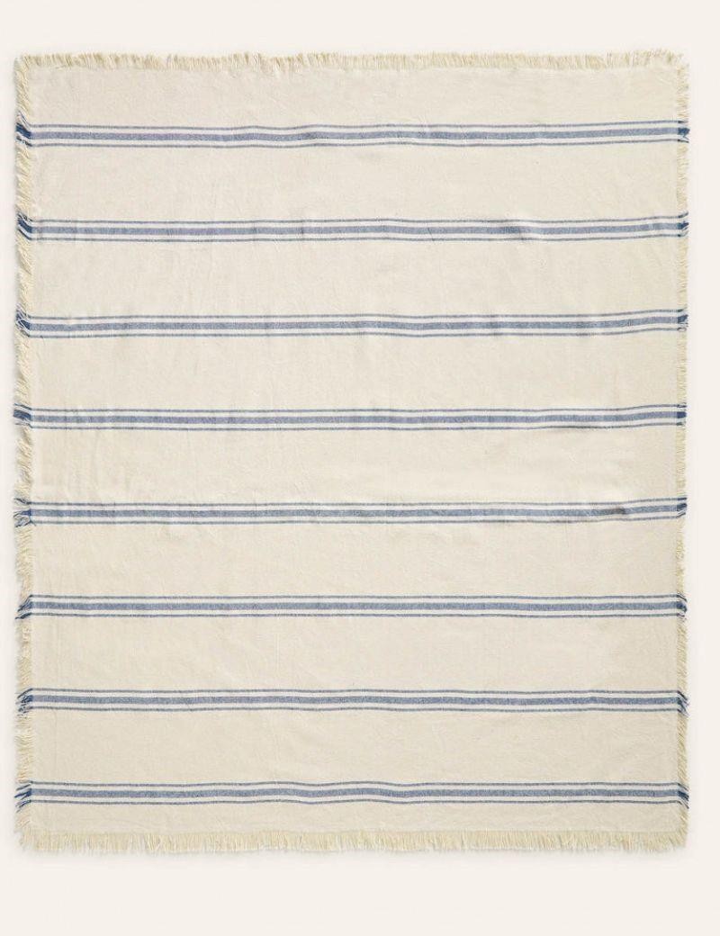 Blaue gestrickte Streifendecke | Sottovento