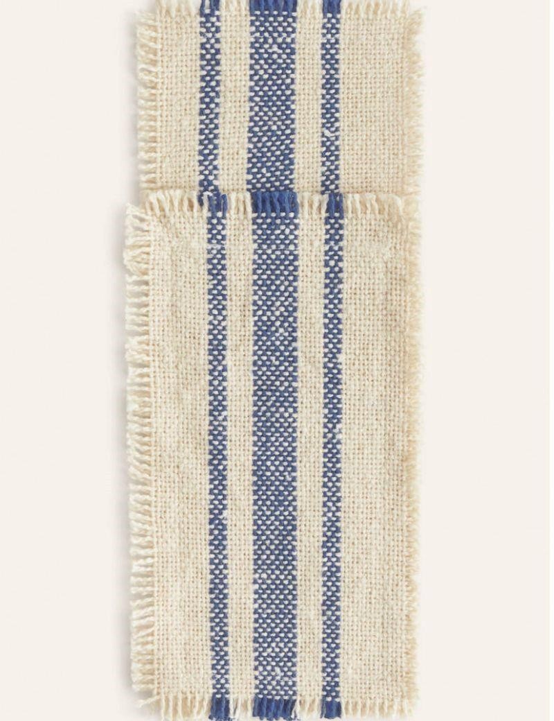 Funda cubiertos a strisce blu intrecciato | Sottovento