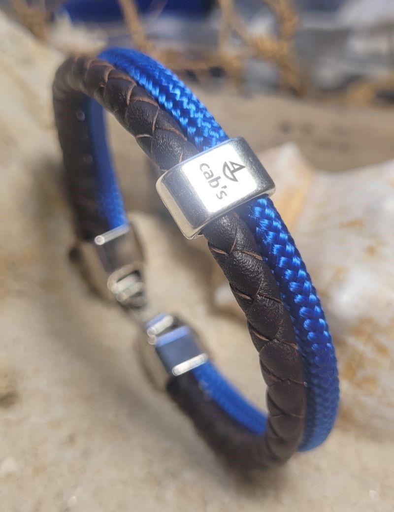 Marinearmband aus royalblauem geflochtenem Leder | Sottovento