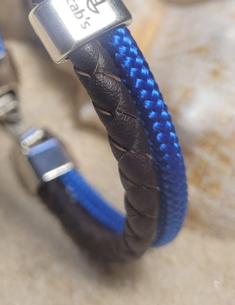 Bracciale nautico pelle intrecciata blu royal | Sottovento