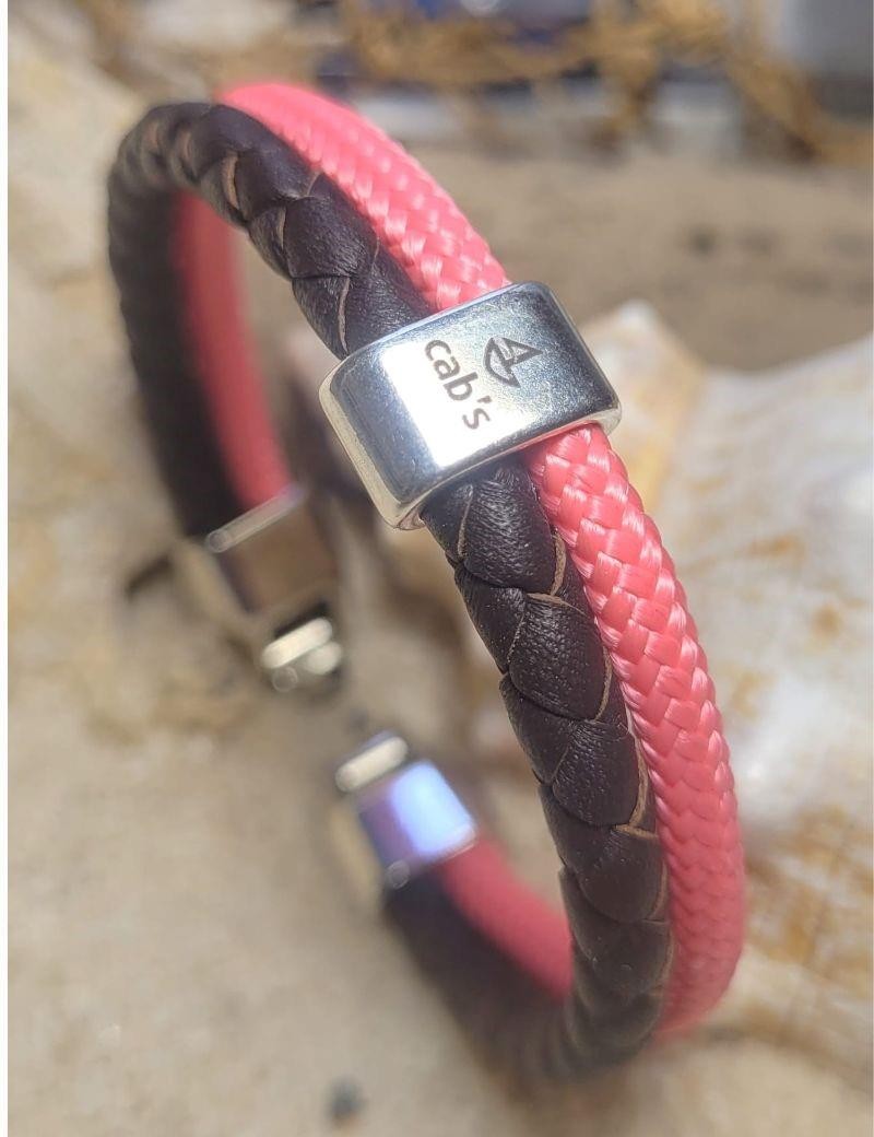 Bracelet nautique en cuir tressé rose | Sottovento
