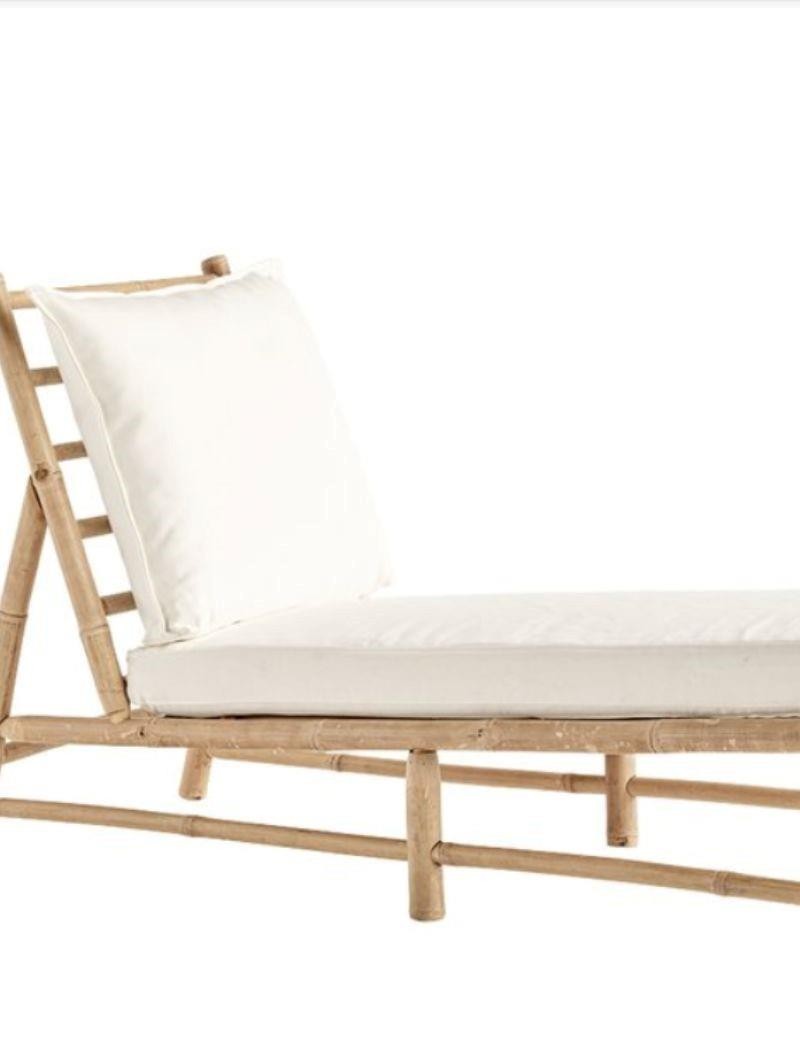 Chaise longue bambú cojín blanco blanco | Sottovento