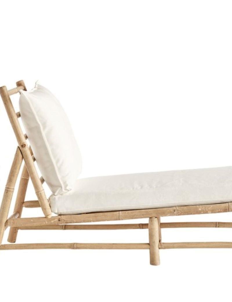 Chaise longue bambú cojín blanco blanco | Sottovento