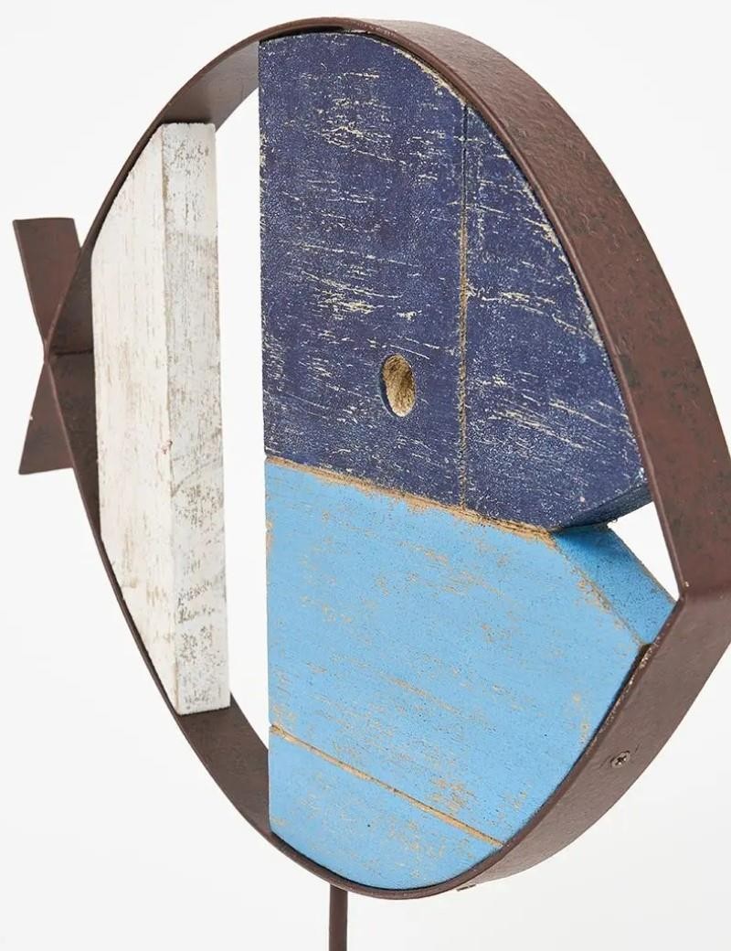 Poisson en métal et bois avec base bleue | Sottovento