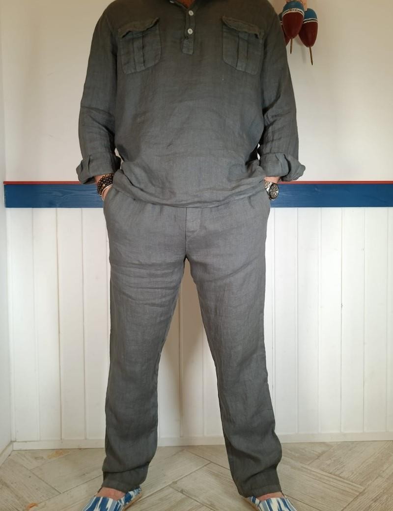 Dark grey linen trousers | Sottovento