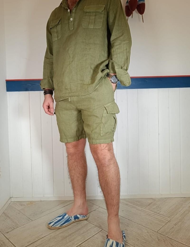 Short lino cargo verde khaki | Sottovento