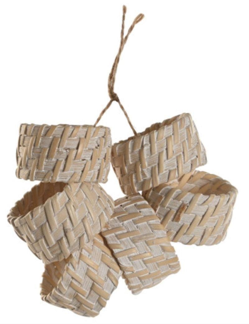 Set de 6 servilleteros de bambú rattan blanco | Sottovento