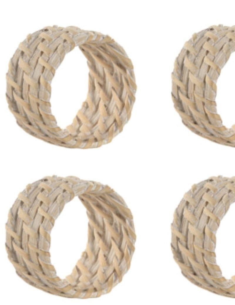 Portatovaglioli set 6 bambù rattan bianco | Sottovento