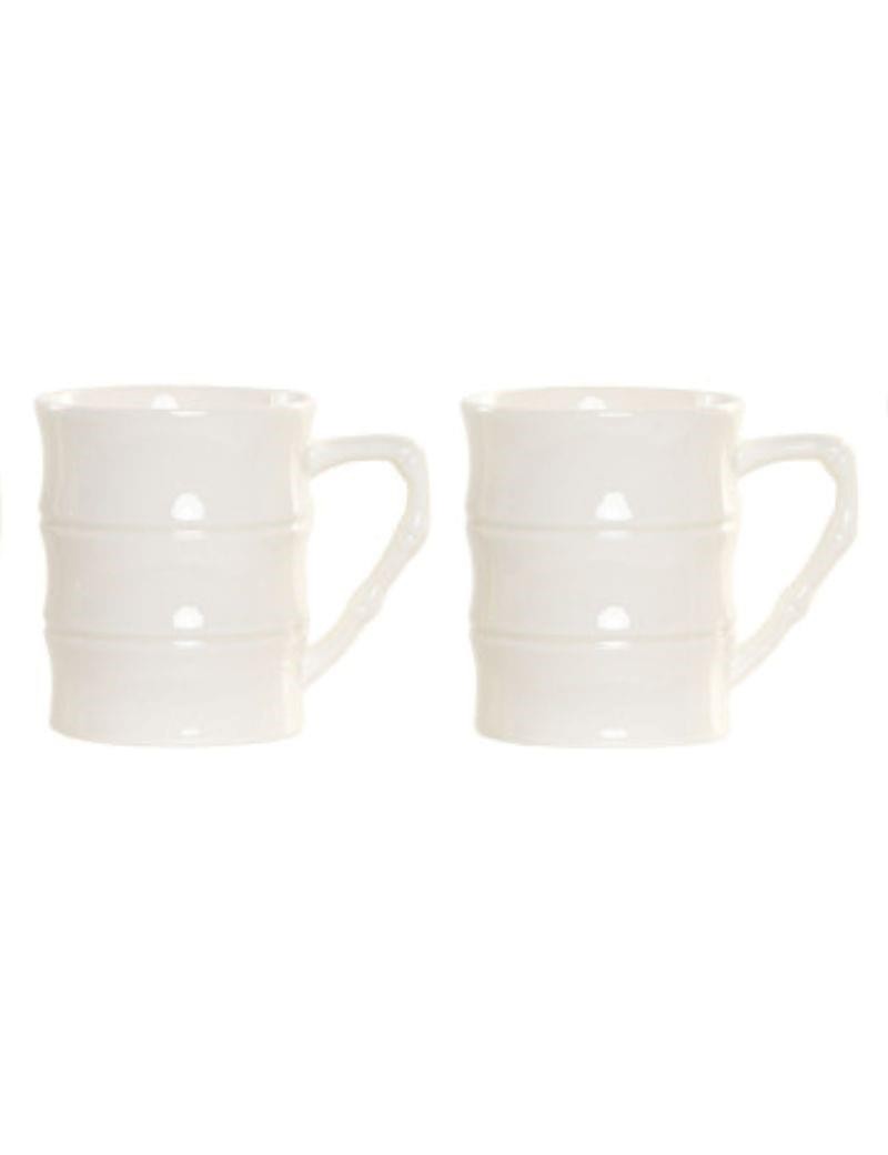 Set of 4 white porcelain and bamboo cups | Sottovento