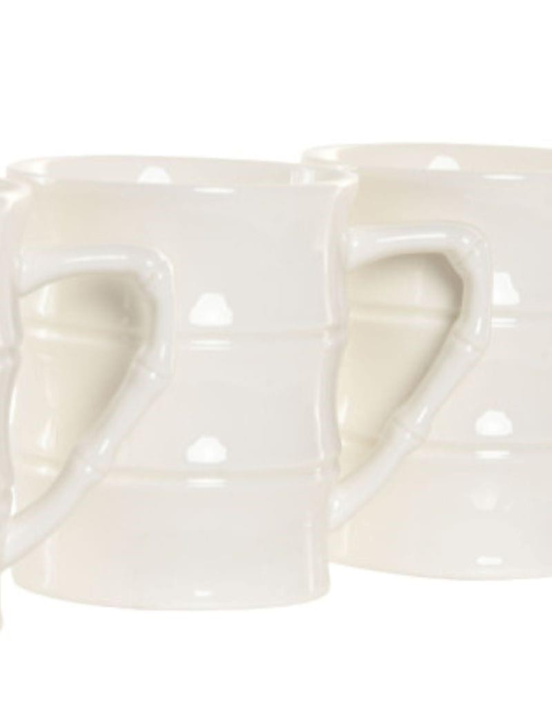 Set of 4 white porcelain and bamboo cups | Sottovento