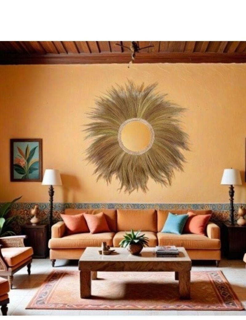 Espejo boho chic en rayung natural – diseño artesanal natural | Sottovento