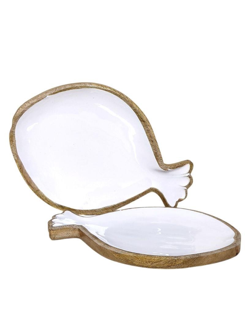 Tableta con forma de pez de madera esmaltada lisa blanca | Sottovento
