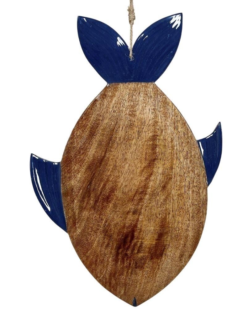 Blue glazed smooth wooden fish-shaped tray | Sottovento