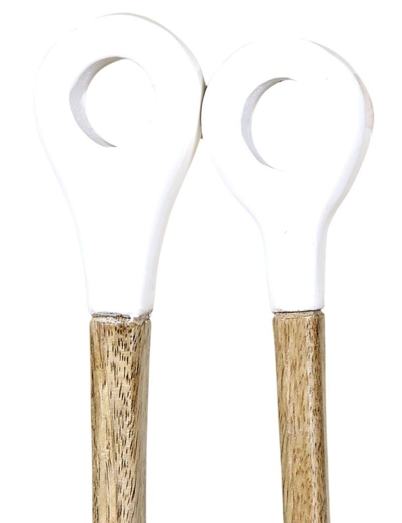 Holz- und emailliertes Besteckset glatt weiß | Sottovento