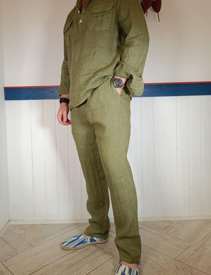 Pantalon lin vert kaki | Sottovento
