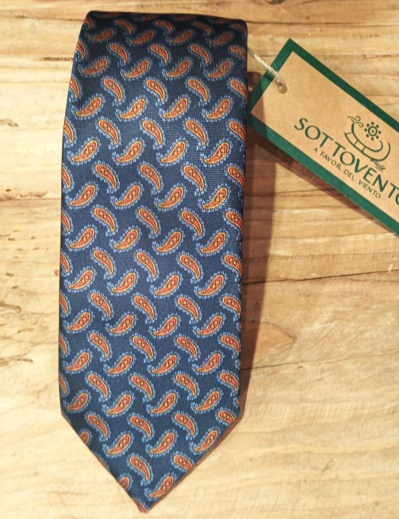 Navy blue silk and cashmere tie | Sottovento