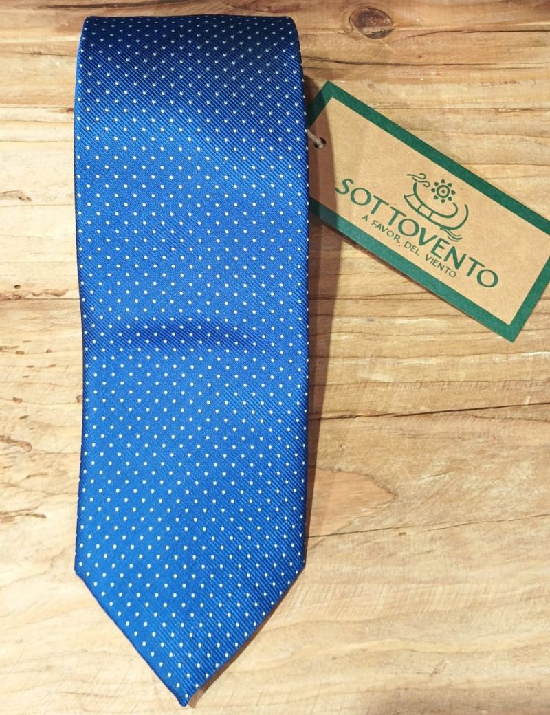 Royal blue polka dot silk tie | Sottovento