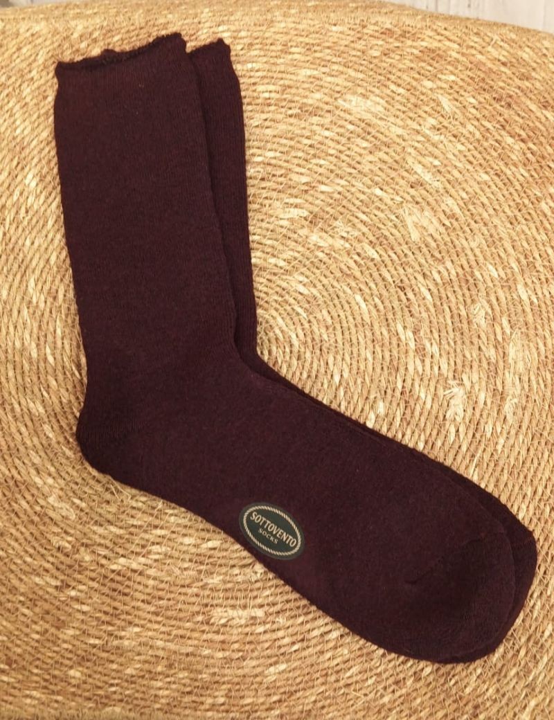Chaussette laine angora uni rouge bordeaux | Sottovento