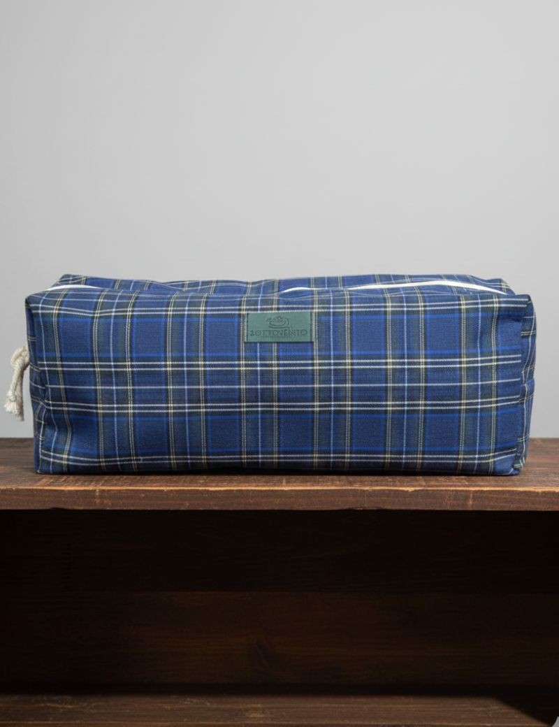 Trousse à chaussures à carreaux écossais bleu jean | Sottovento