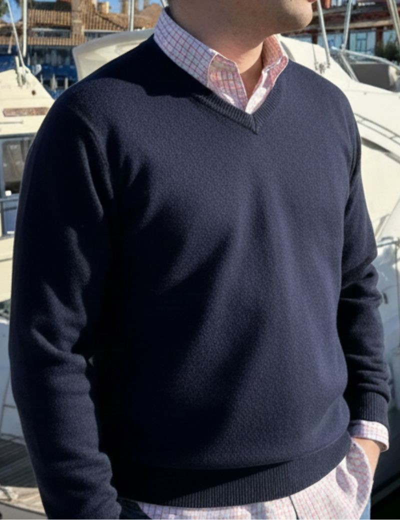 Navy blue lambswool peak jersey | Sottovento