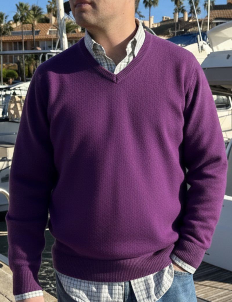 Jersey pico lana lambswool morado | Sottovento