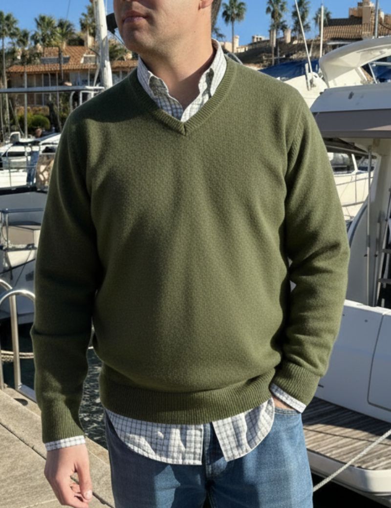 Jersey pico lana lambswool verde caqui | Sottovento