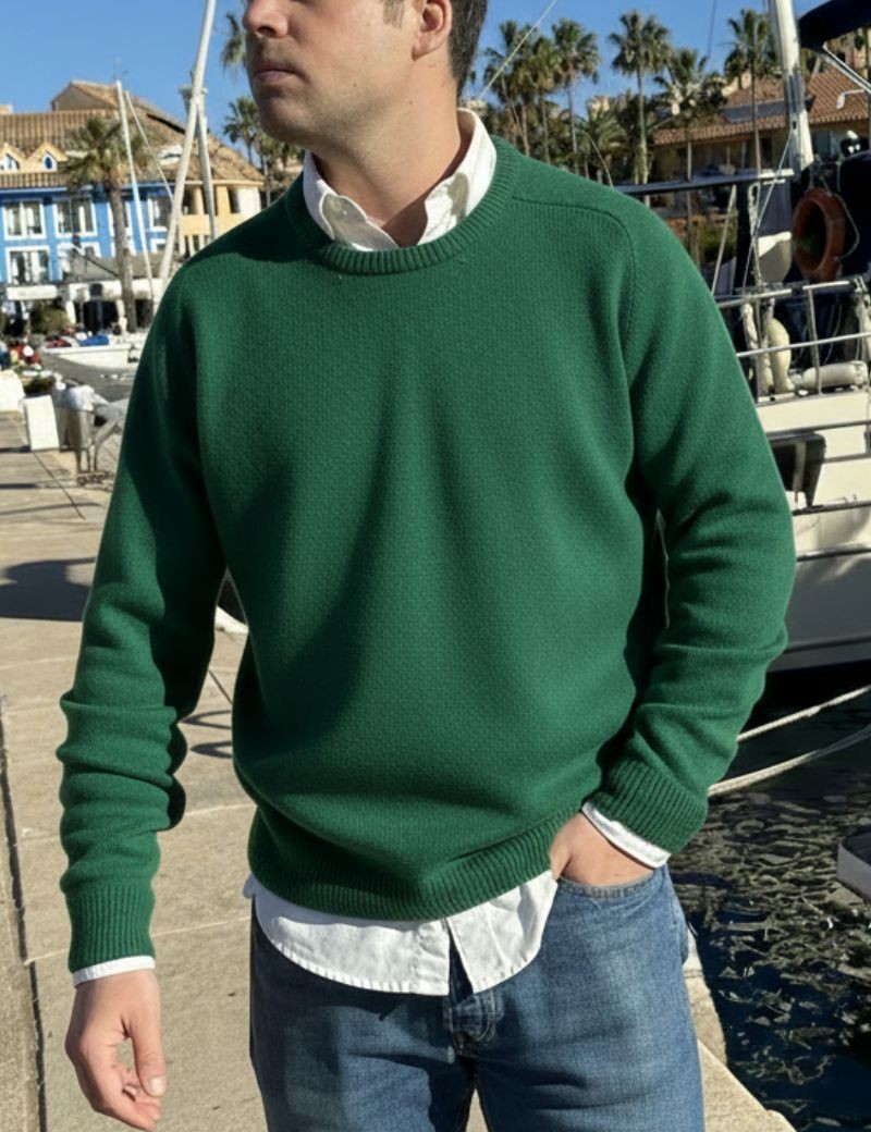 Jersey caja lana lambswool verde botella | Sottovento