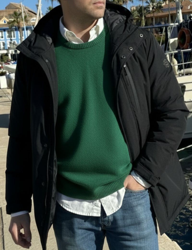Jersey caja lana lambswool verde botella | Sottovento