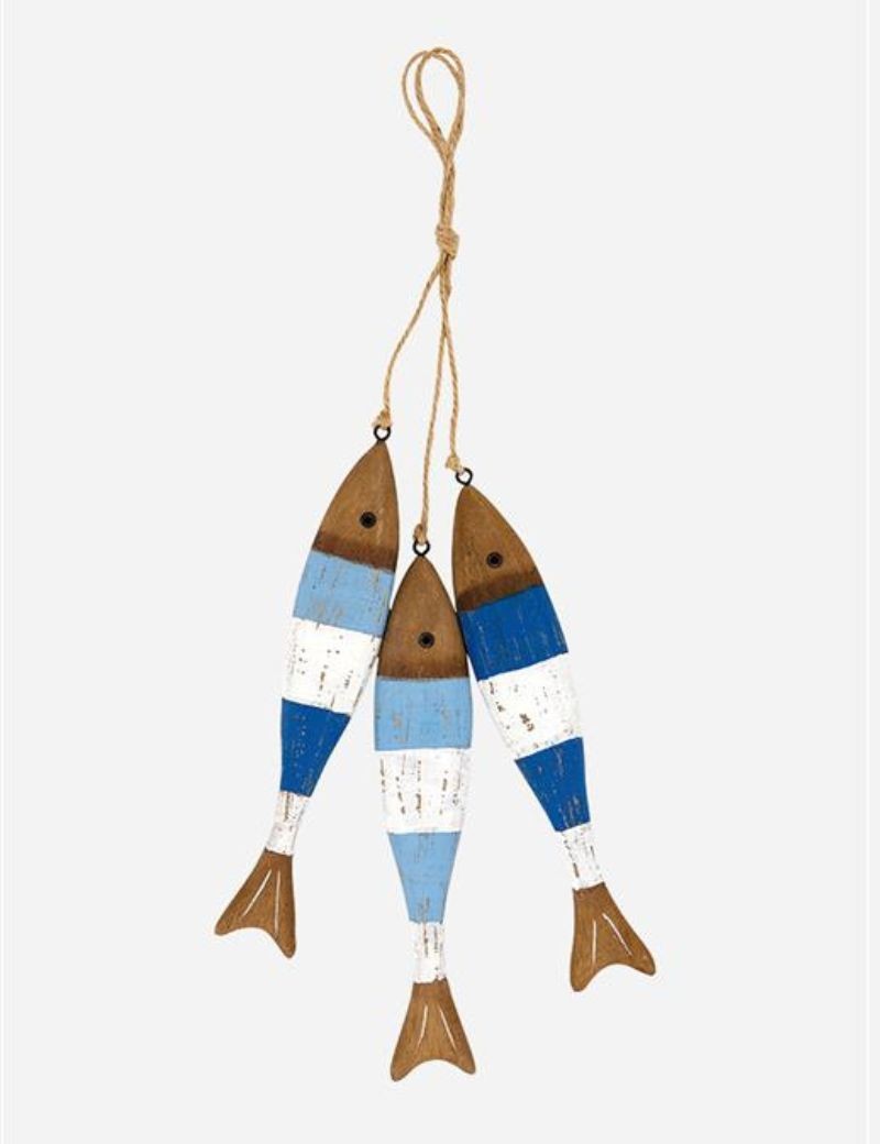 Ristra de 3 peces de madera a rayas أَزْرَق | Sottovento
