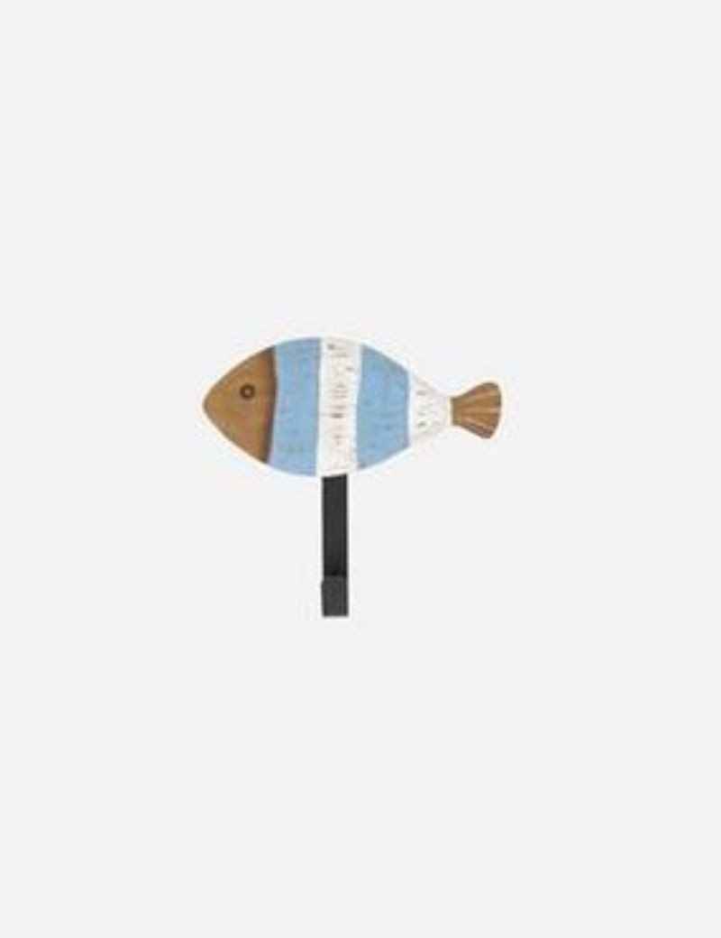 Perchero pez a rayas de madera celeste azzurro | Sottovento