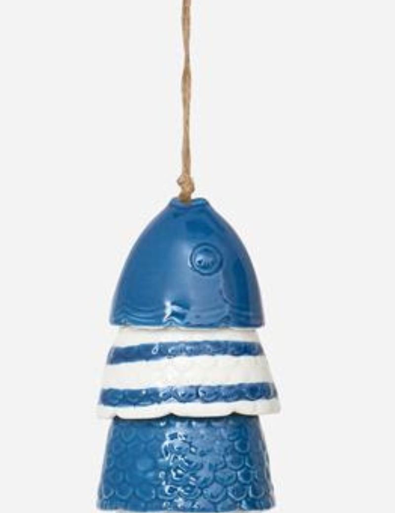 Campanilla de viento con forma de pez de gres bleu | Sottovento