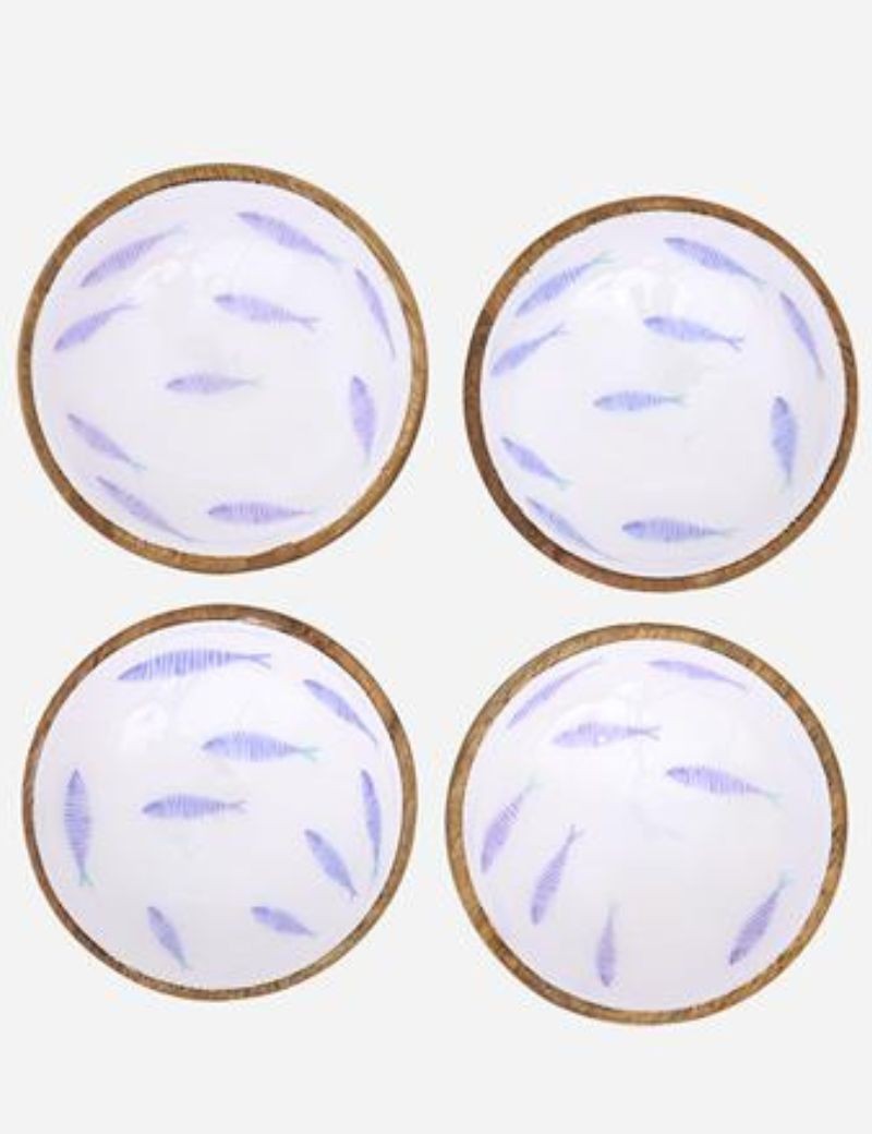 Bol de madera esmaltada peces blau | Sottovento
