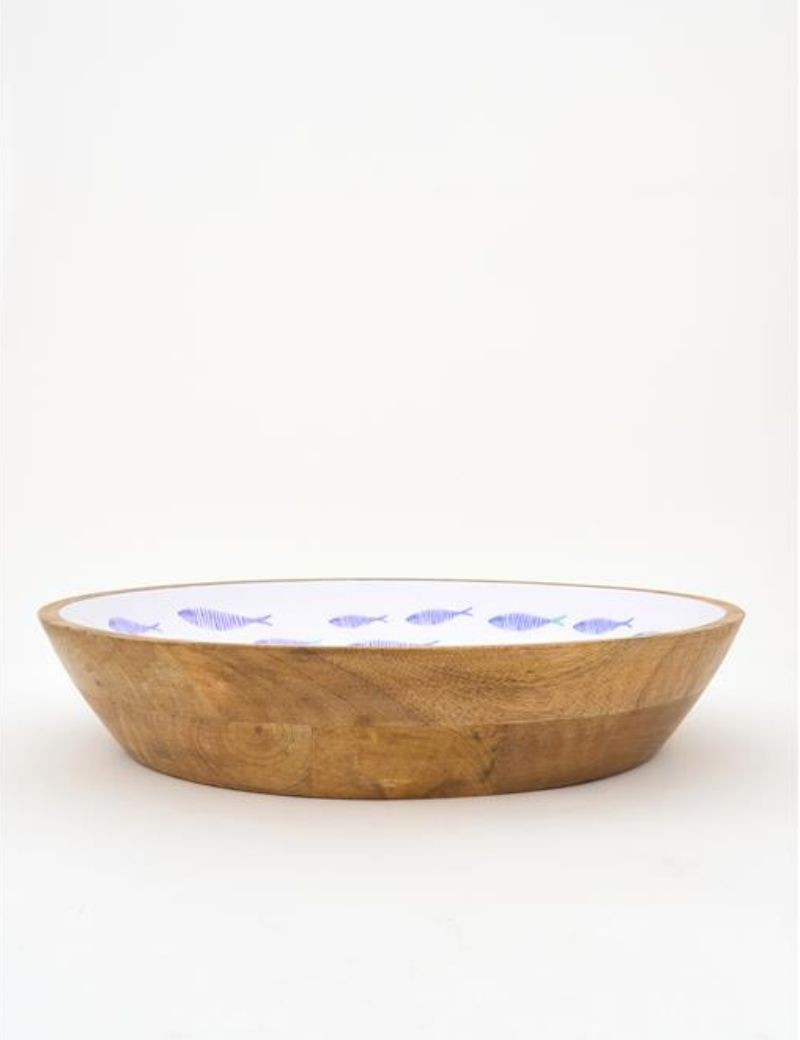 Bol de madera esmaltada peces bleu | Sottovento
