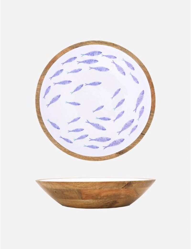 Bol de madera esmaltada peces blau | Sottovento