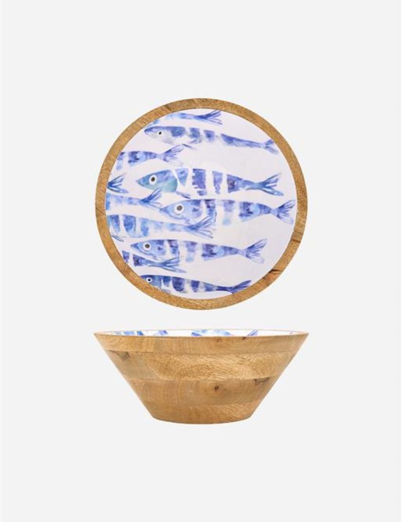 Bol de madera esmaltada peces, azul | Sottovento