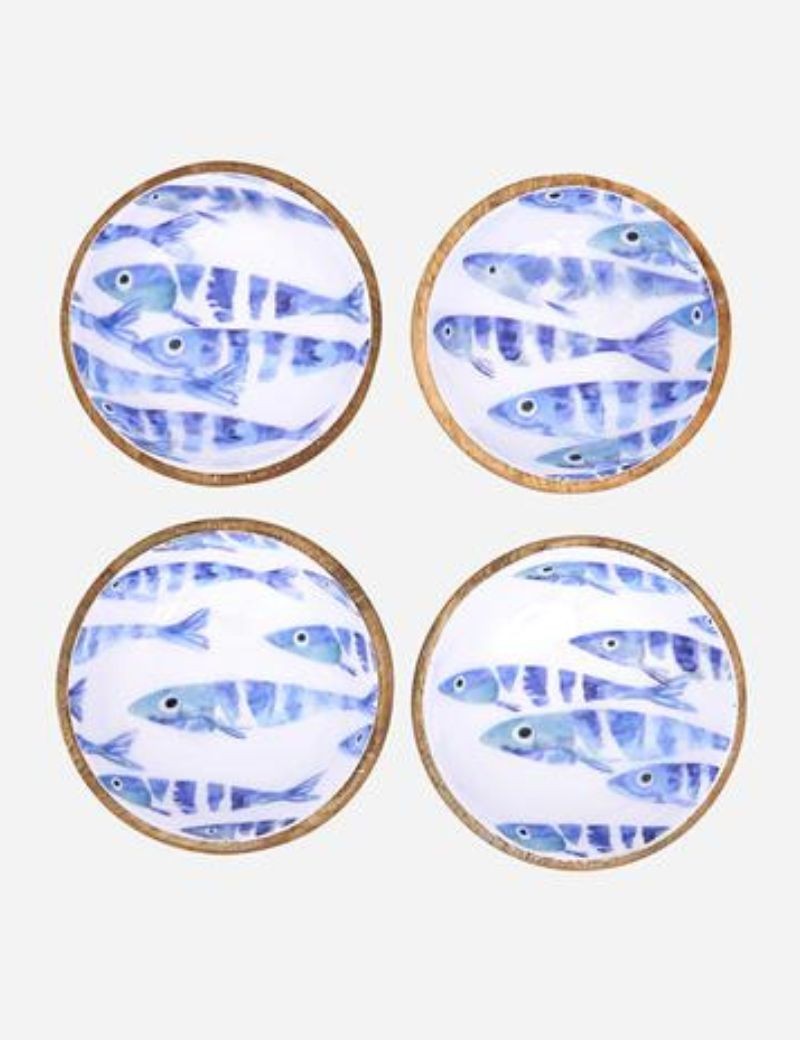Bol de madera esmaltada peces bleu | Sottovento