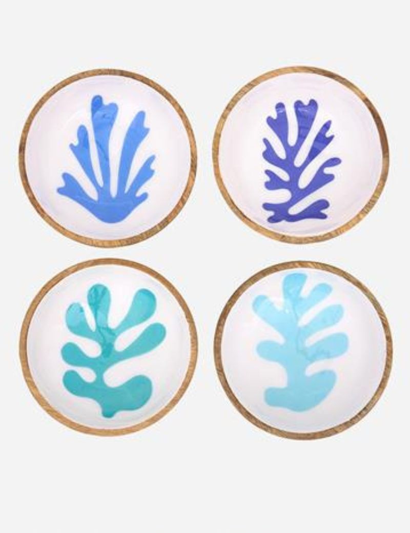 Set de 4 boles de madera esmaltada coral bleu | Sottovento