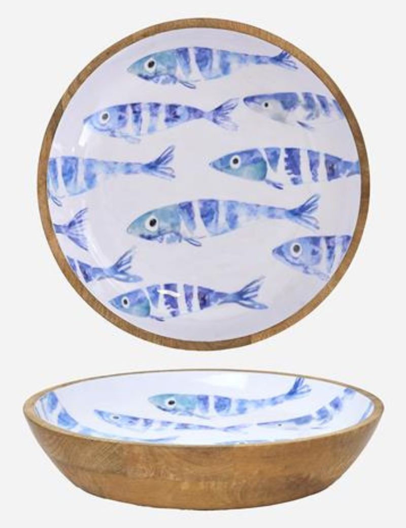 Bol de madera esmaltada peces bleu | Sottovento